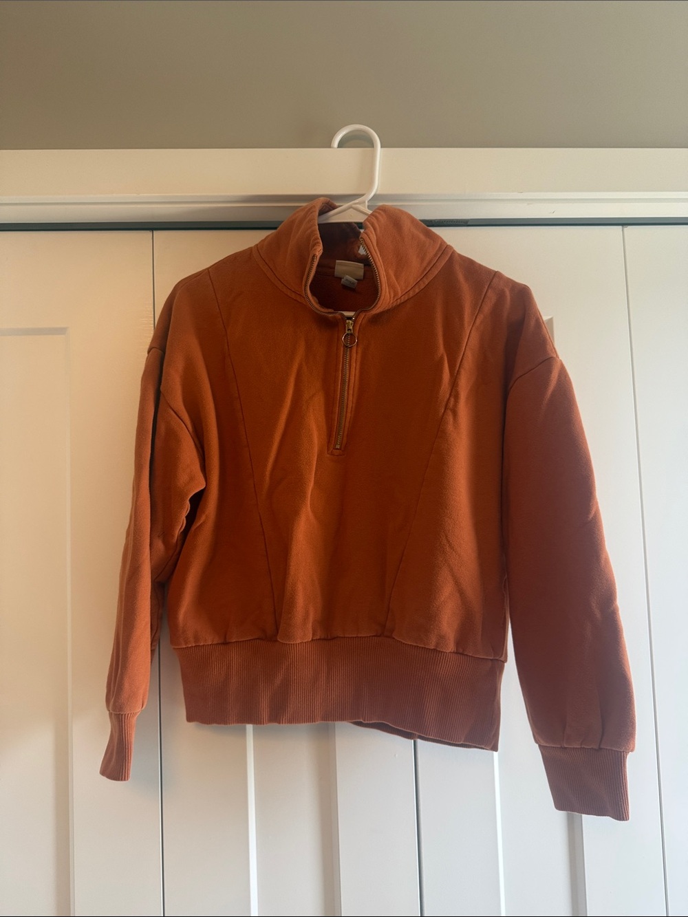 a new day Women's Zip Cowl Pullover Sweater - Rust Orange